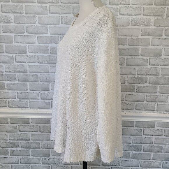 David & Dani White Chunky Oversized Sweater Fuzzy Distressed Cozy NEW Large - Picture 4 of 8